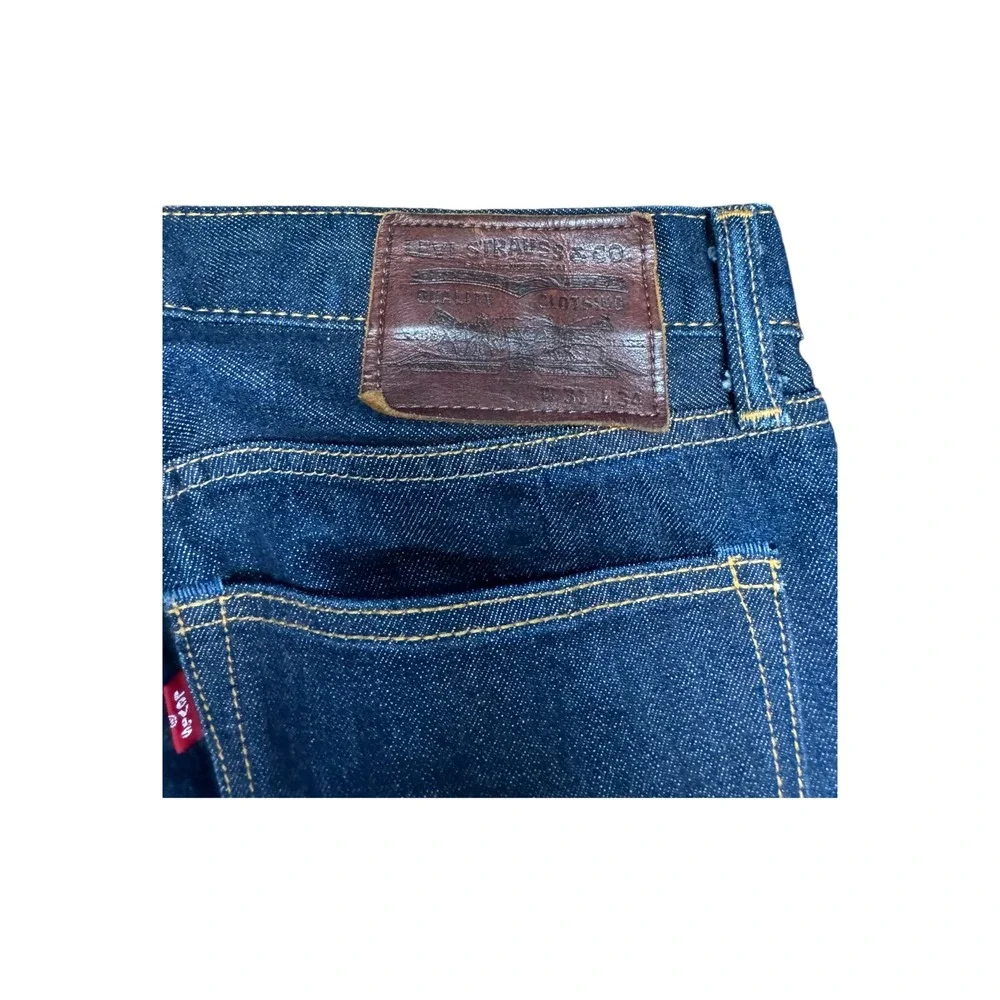 Levi's Skinny Jeans Mens 31x34 Dark Blue Good Selvedge Leather Patch Denim